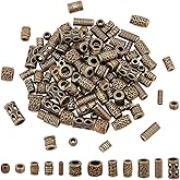 PH PandaHall 120pcs Large Hole Tibetan Tube Beads, 12 Styles Antique Bronze Spacers Beads Alloy Tube European Beads Jewelry Loose Beads for Bracelet Necklace Earring Jewelry Making Supplies