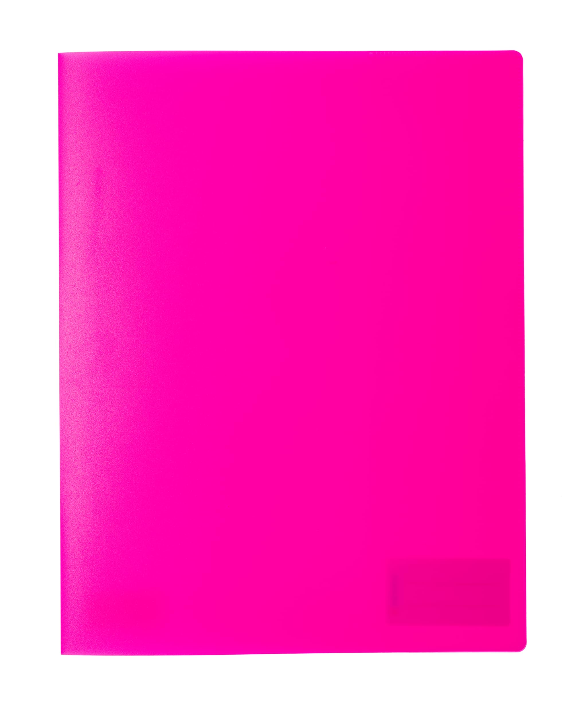 HERMA 19638 File Folder A4 Translucent Neon Pink, Sturdy Plastic, Transparent Plastic Folder with Name Plate and Slip Pocket, Stapler for Children, Boys, Girls