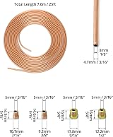 QWORK Copper Plated Brake Pipe 3/16 in x 25 ft with 16 Nuts OD 4.76mm ID 3.3mm view 6