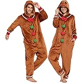 Laahoem Christmas Pajamas Unisex Adult Cookie Man Hooded Jumpsuit Men Women Halloween Costume Cosplay Sleepwear