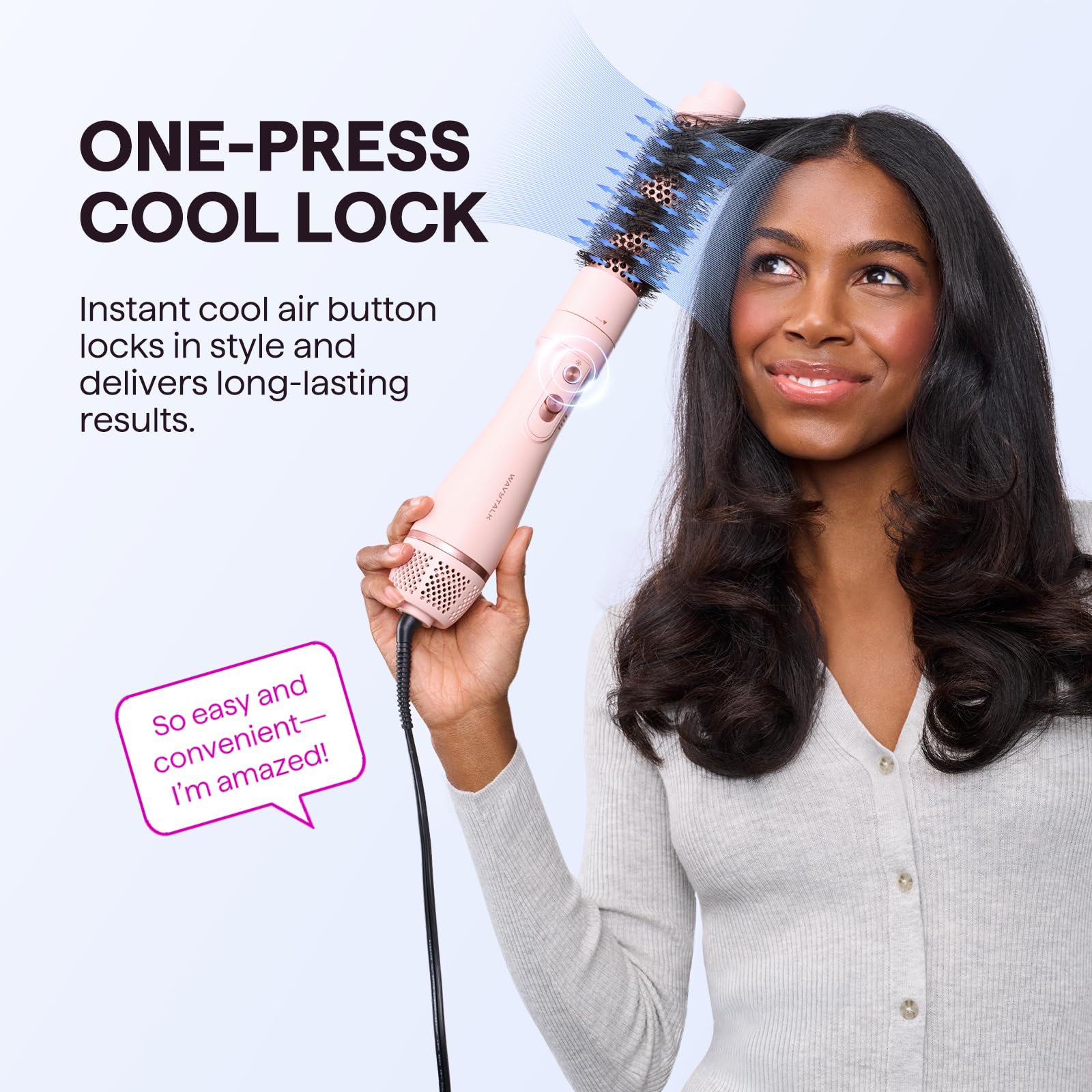 Blow Dryer Brush Set, Wavytalk Air Sculpt 5-in-1 Hot Air Brush Set, Multi Hair Styler for Salon Blowouts, Smooth Curls, Volumizing and Straightening, Sleek and Less Frizz, Pink