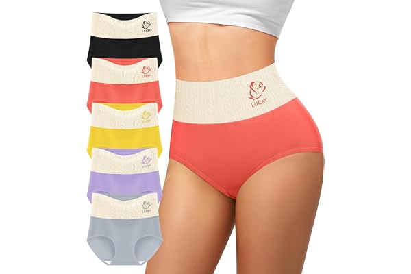 MIOTAN Women's Cotton Underwear High Waisted Tummy Control Soft Stretch Briefs Full Coverage Panties 5 Pack