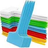 Wolfride 50Pcs Plant Markers, T-Type Plastic Plant Tags Nursery Garden Labels Waterproof Plant Sign 5 Colors for Outdoor Indoor Potted Herb Flower Vegetable