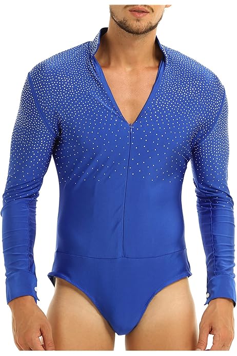 Body Da Danza Uomo Con Paillettes E Rete - Per Latino, Jazz, Pattinaggio E Ballo - Foto 11