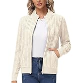 KANCY KOLE Women's Zip Up Sweaters Jacket, Cable Knit Chunky Cardigan Sweater with Pockets, Fall Winter Clothes