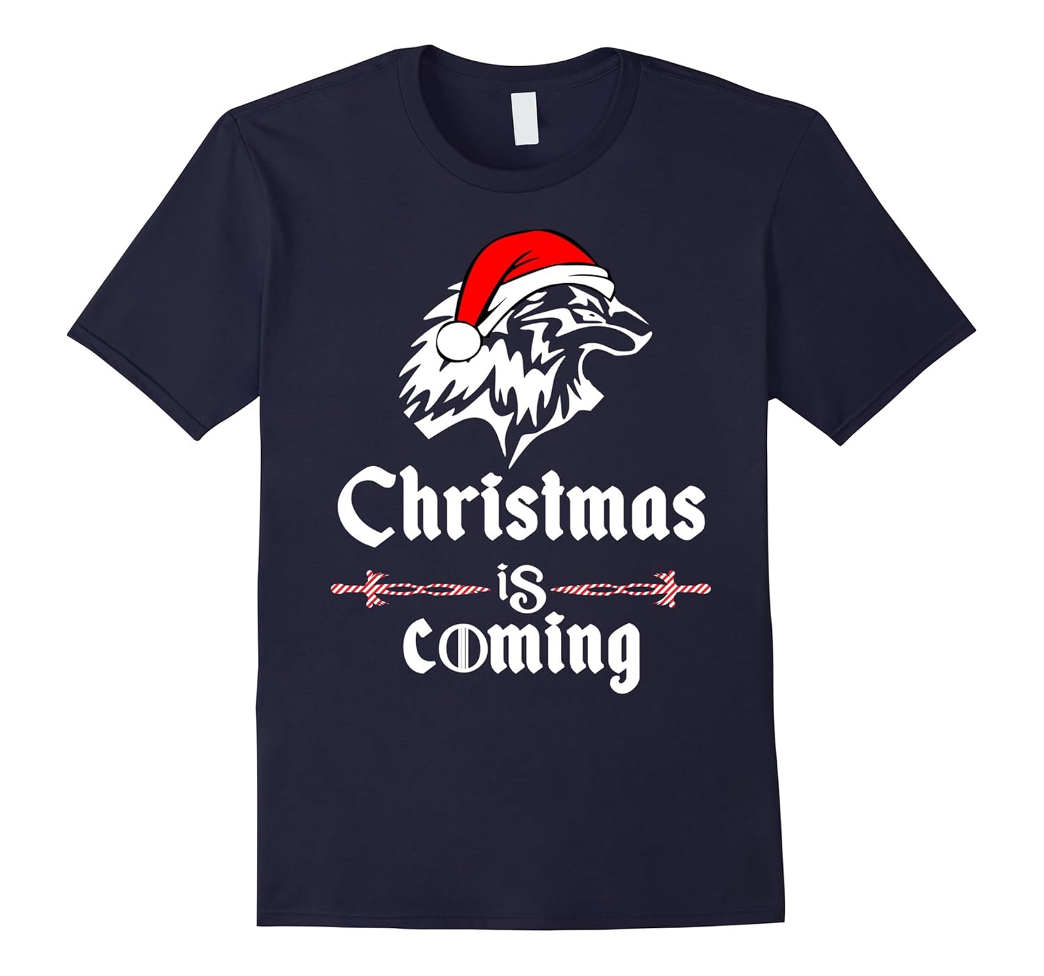 Funny Wolf Christmas is Coming T Shirt Wolf Santa Shirt-Rose