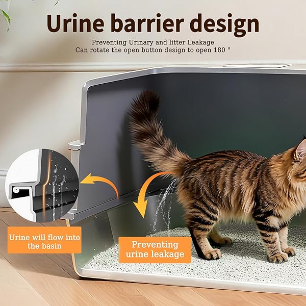 ENCLOSED XXXXL STAINLESS STEEL LITTER BOX, 28″ L X 20″ W X 17″ H, SIDE ENTRY EXTRA LARGE METAL CAT LITTER BOX WITH LID FOR BIG & MULTIPLE CATS, REMOVABLE ENCLOSURE, ANTI-LEAKAGE,EASY TO CLEAN