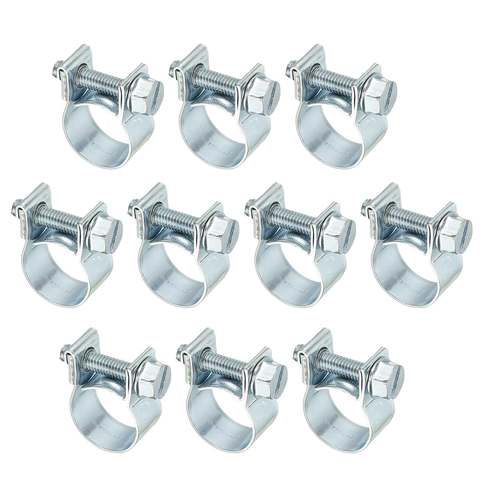 PATIKIL 10 Pcs 12-14mm Mini Fuel Injection Hose Clamps Zinc Plated Adjustable Clamp