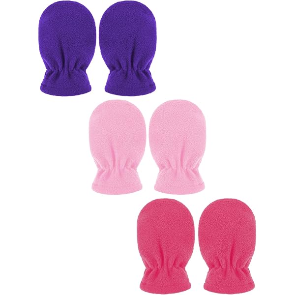 3 Pares Guantes De Invierno Para Niños 1-3 Años - Térmicos, Con Cuerda Para El Cuello, Acrílico Y Forro De Felpa
