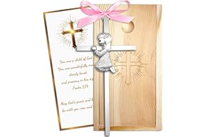 MELIATOMIA Baptism Gifts for Boys & Girls,First Communion Gifts for Kids,Christening Baby Shower Party 6in Praying Cross