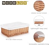 Woodluv Brown Wicker Storage Basket with Off White Lining Large view 2