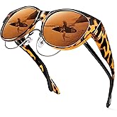 URUMQI Sunglasses Over Glasses Women, Polarized UV400 Protection Fit Over Glasses Sunglasses for Women Round Cat Eye