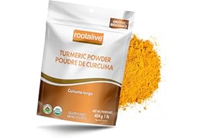 Rootalive Organic Turmeric Powder 454g (1lb), Curcumin Powder & A Culinary Spice, Vegetarian, Sugar-Free, Gluten-Free