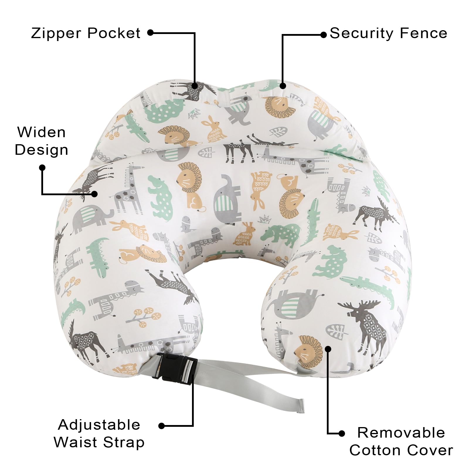 BATTOP Nursing Pillow for Breastfeeding,Bottle Feeding, Plus Size Breastfeeding Pillows with Adjustable Waist Strap Removable Cover, Extra Pillow on Top for More Support for Mom