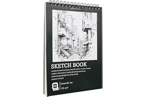 Carnet de croquis à couverture rigide en spirale - 22,9 x 30,5 cm - Carnet de croquis pour dessin - Papier pour crayon, stylo