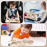 Joyreal Wooden Busy Board for Toddlers 12 Activities Montessori Travel Toy view 7