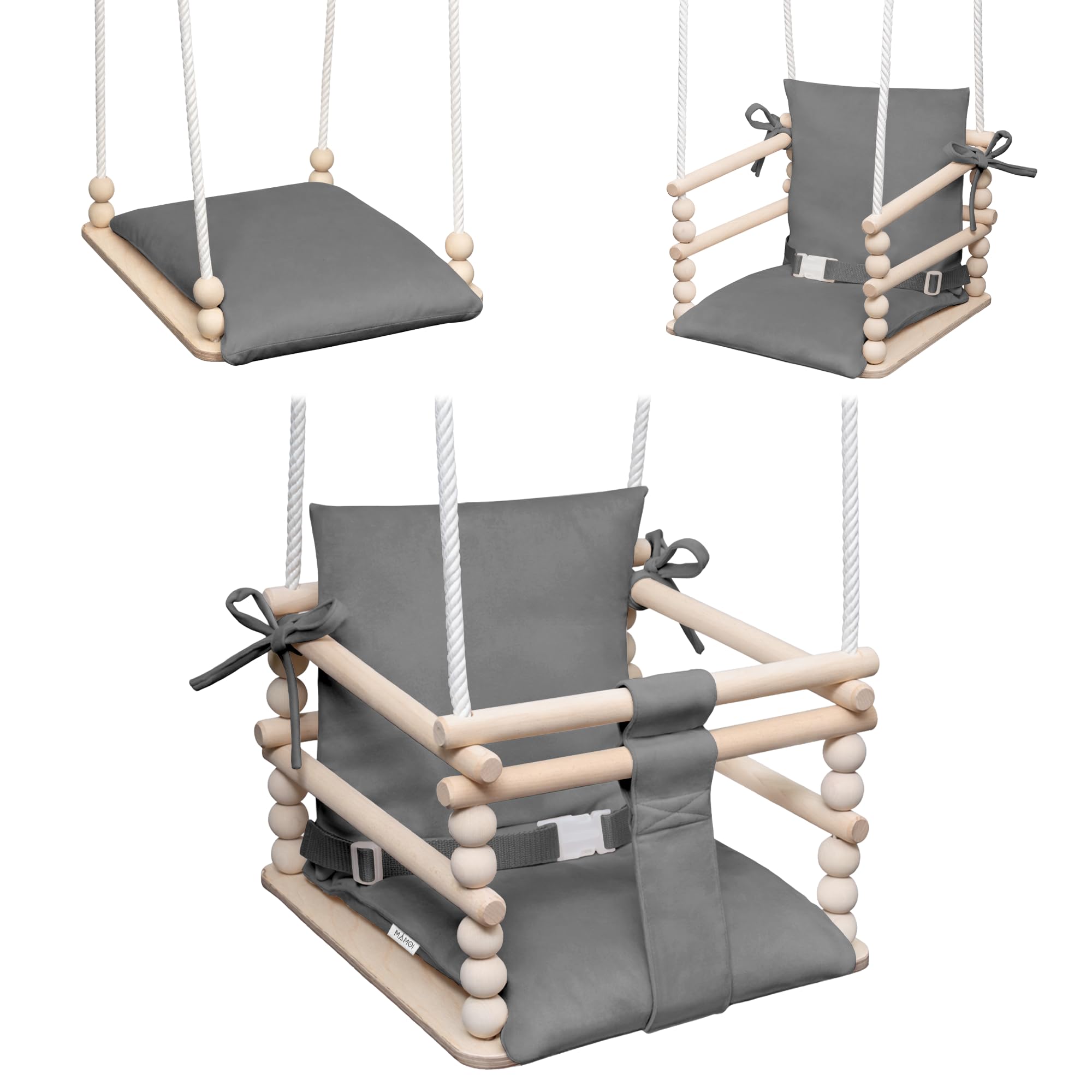 MAMOI® Baby swing, Toddler seat 3 in 1, Wooden door bouncer for kids, Indoor swings set, Chair from birth for toddlers age 1-3