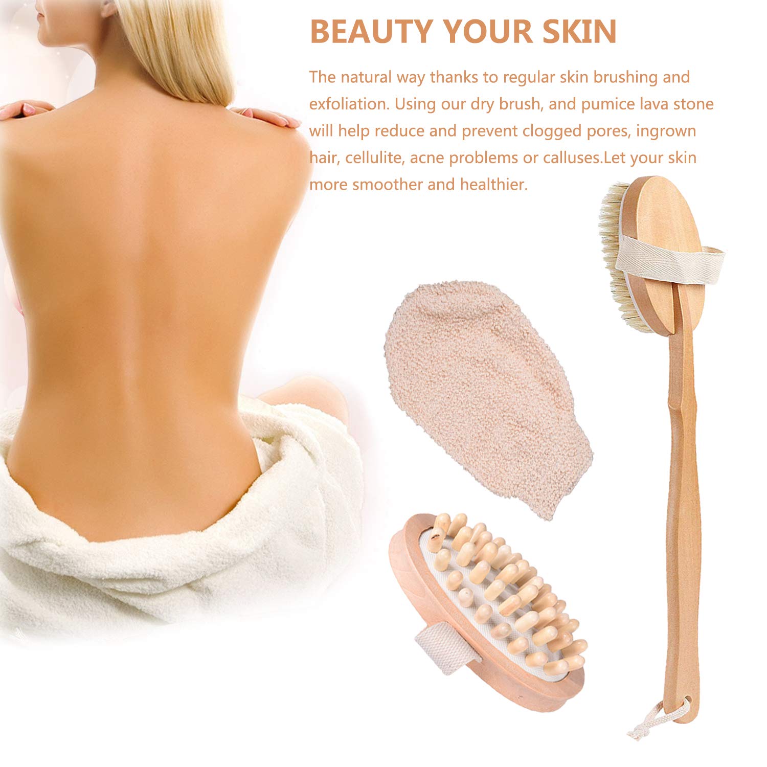 Amazon Com Premium Dry Brushing Body Brush Set Exfoliates
