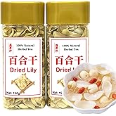 Dried Lily Bulb Lily Bulbs Bai He 10.6oz/300g (150g*2) Boil Soup and Congee Health Chinese Herbal Tea Add to breakfast Oatmeal Congee Sulfur Free No Addition 百合 百合干 龙牙百合 银耳莲子百合羹