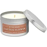 River Birch Candles Cactus Flower Scented Candle | Premium, All-Natural, Non-Toxic, Soy Wax | 8 oz. Silver Travel Tin | Cozy Relaxing Gifts for Home