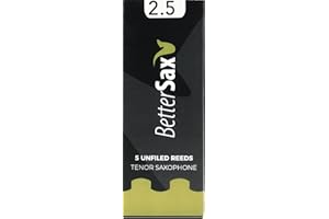 BetterSax Tenor Saxophone Reeds - Strength 2.5 (5-Pack) - Ideal for Jazz, Practice Sessions, Rehearsals, and Live Performances - Durable and Consistent Quality for Saxophonists
