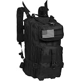 MODERN NEEDS 20L Tactical Backpack for Men | Heavy Duty MOLLE Backpack with 7 Compartments, Padded Comfort &amp; Laptop Sleeve | Black Military Camping Backpack, Rucking Bag, Survival Tactical Gear Bag