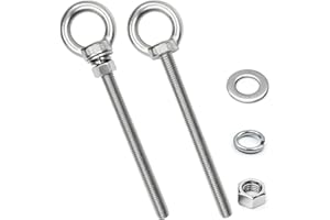 SRZTXU 2 Sets M12 x 150mm 304 Stainless Steel Eye Bolt Heavy Duty Shoulder Lifting Ring Threaded Eyebolts with Nuts Washers (2, M12 x 150 mm)
