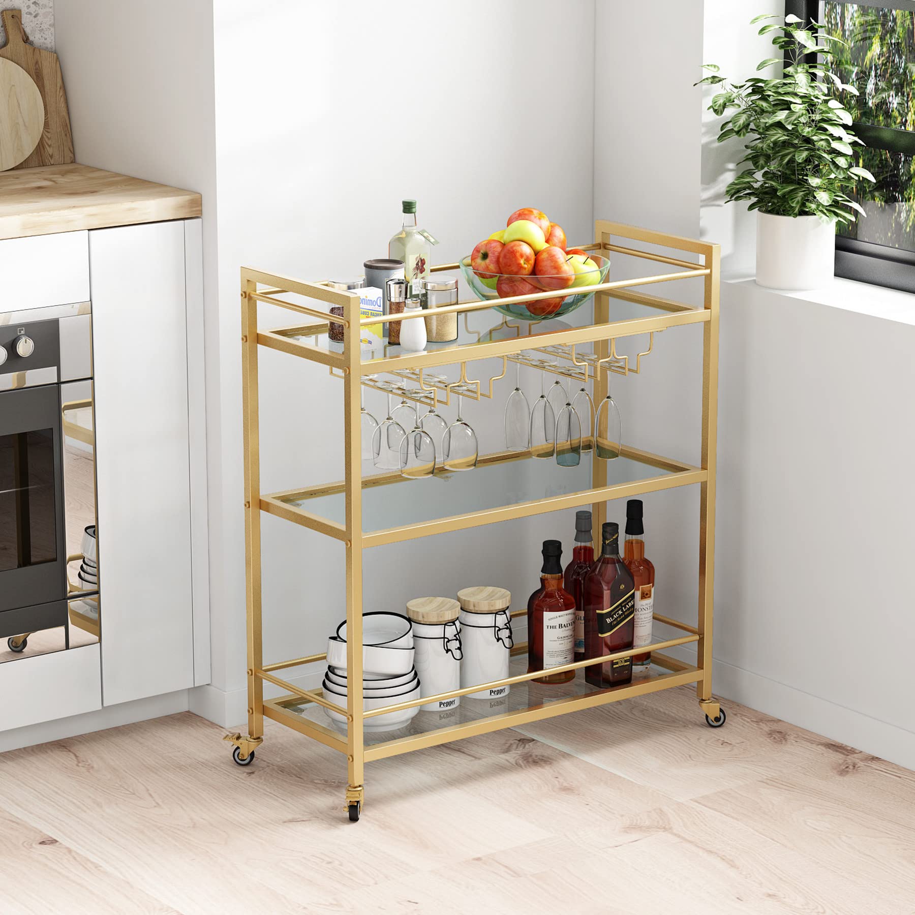 tier bar tall gold bar cart