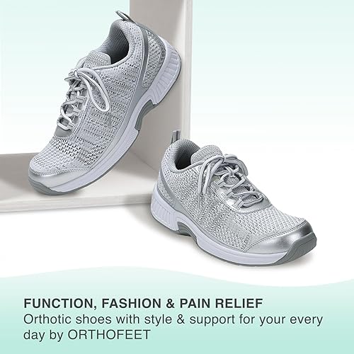 Orthofeet Women's Coral Sandy Running Shoe, Silver, 11 in Kuwait