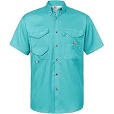 Alimens &amp; Gentle Short Sleeve Fishing Shirt Wicking Fabric Sun Protection Casual Button Down Shirts