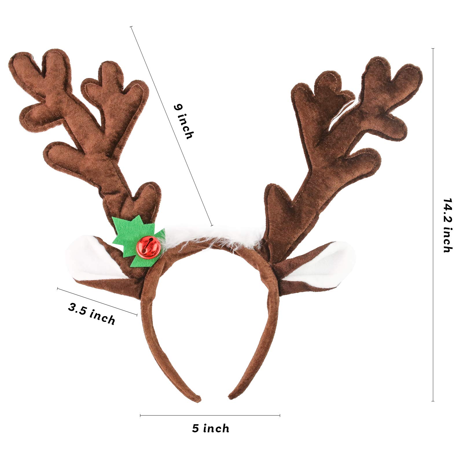 HANSGO HANSGO Reindeer Antlers Headband, 2PCS Deer Antlers with Bells Cute Christmas Reindeer Ears