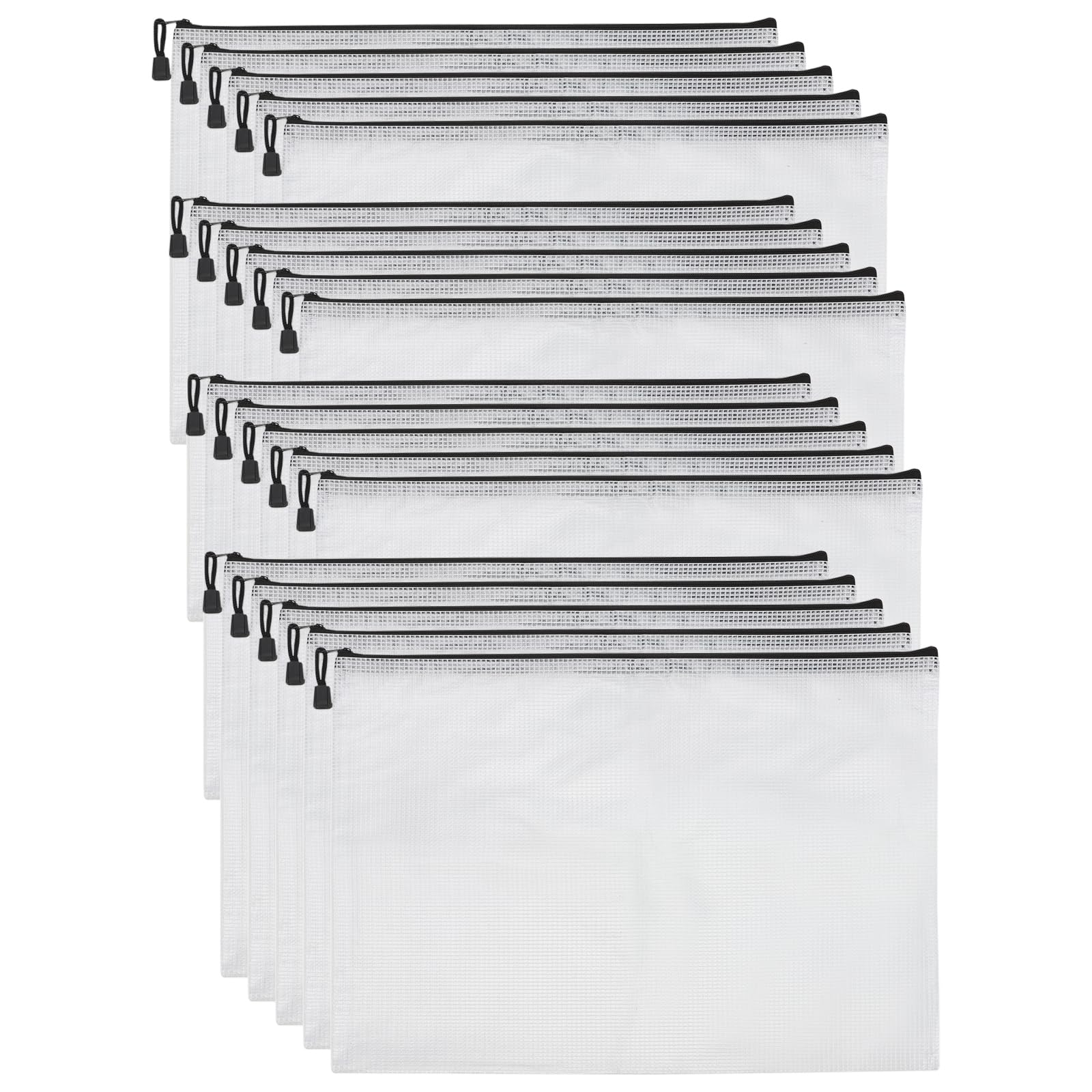 KEILEOHO 20 PCS A3 Plastic Zip Wallet, A3 Zip Folder Pockets, Mesh File Bags for Offices Supplies Travel Accessories