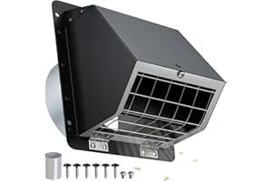 JYINCPED 4" Dryer Vent Cover Outdoor,Dryer Vent Cover for Exterior Wall Vent Hood Outlet Air Vent,Dryer Vent Cover Outside,Exterior Dryer Exhaust Vent Cover Cap for House AC,Through Wall Dryer Vent Kit,Black