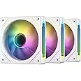 DARKROCK F120-3 in 1 120 mm Infinite Mirror Design Case Fans with PWM Control & ARGB Effect, Hydraulic Bearing for Low-Noise Operation - Suitable for Most PC Cooling Systems - White