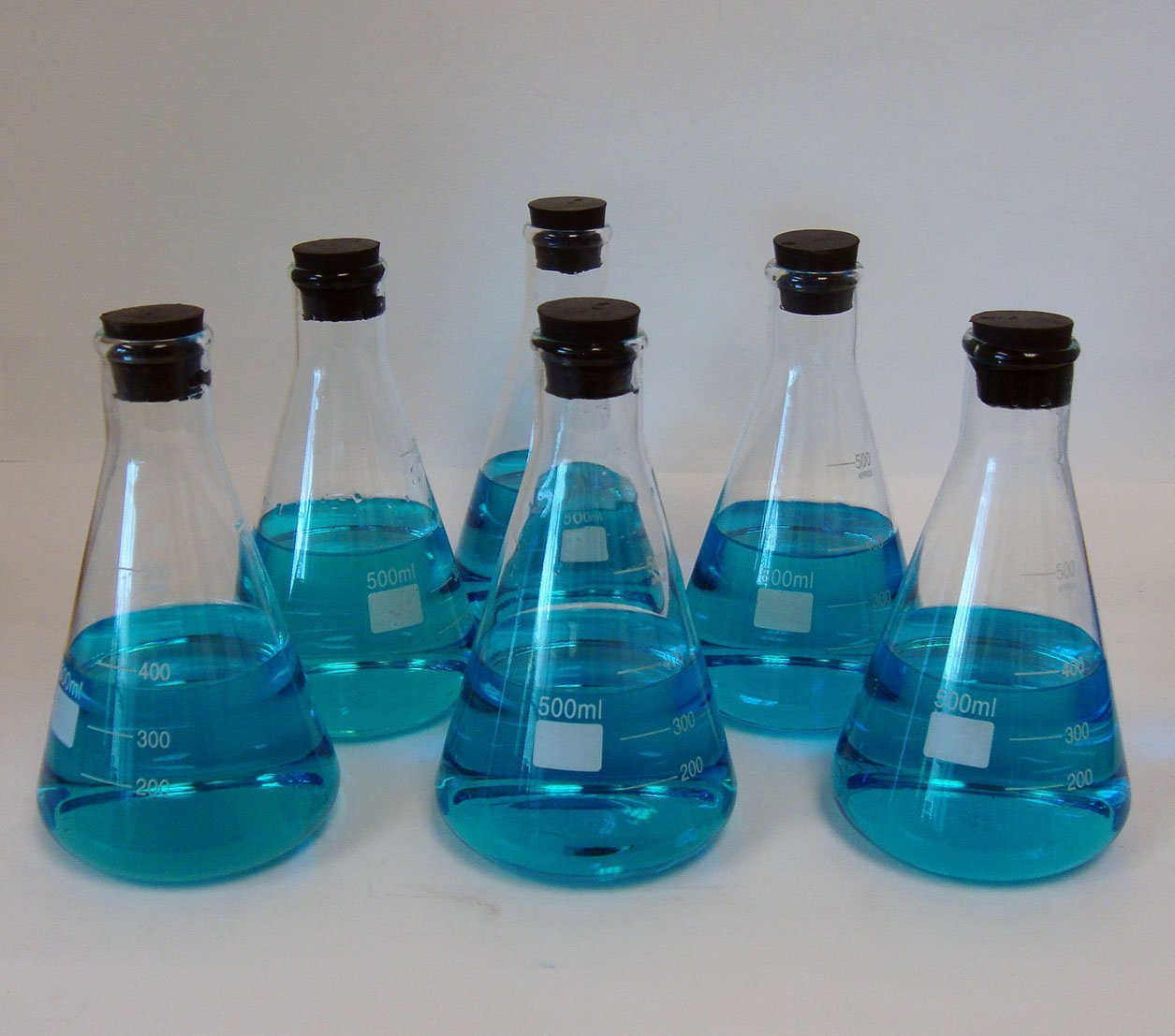 LabStock 500ml Erlenmeyer Flask, Glass with Rubber Stoppers, Pack of 6