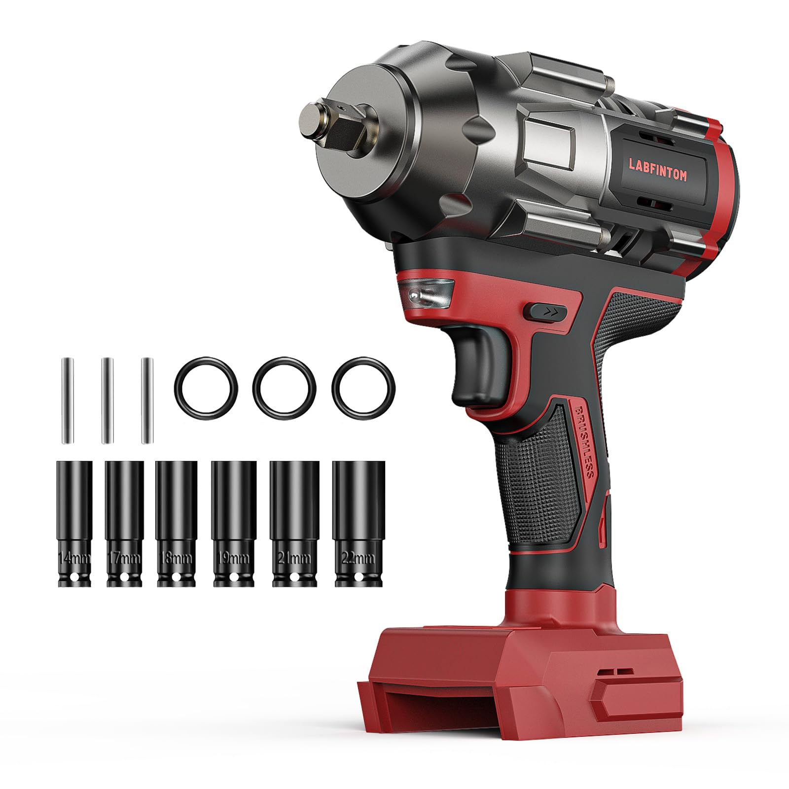 Photo 1 of Cordless Impact Wrench 1/2 inch for Milwaukee 18V Battery, 900Ft-lbs(1200N.m) High Torque Impact Driver, Brushless Impact Gun with 4-Mode Speed, 6 Sockets, LED Work Light (Battery NOT included)