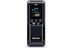 CyberPower CP1500AVRLCD3 Intelligent LCD UPS System, 1500VA/900W, 12 Outlets, 2 USB Ports, AVR, Mini Tower, Black