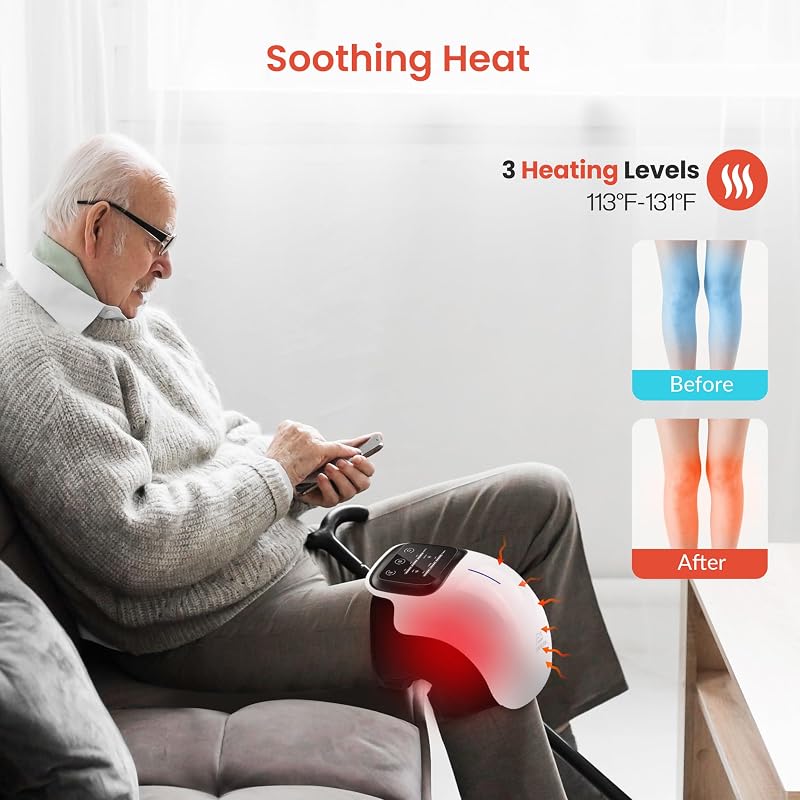 Massageador de joelhos com luz vermelha e calor