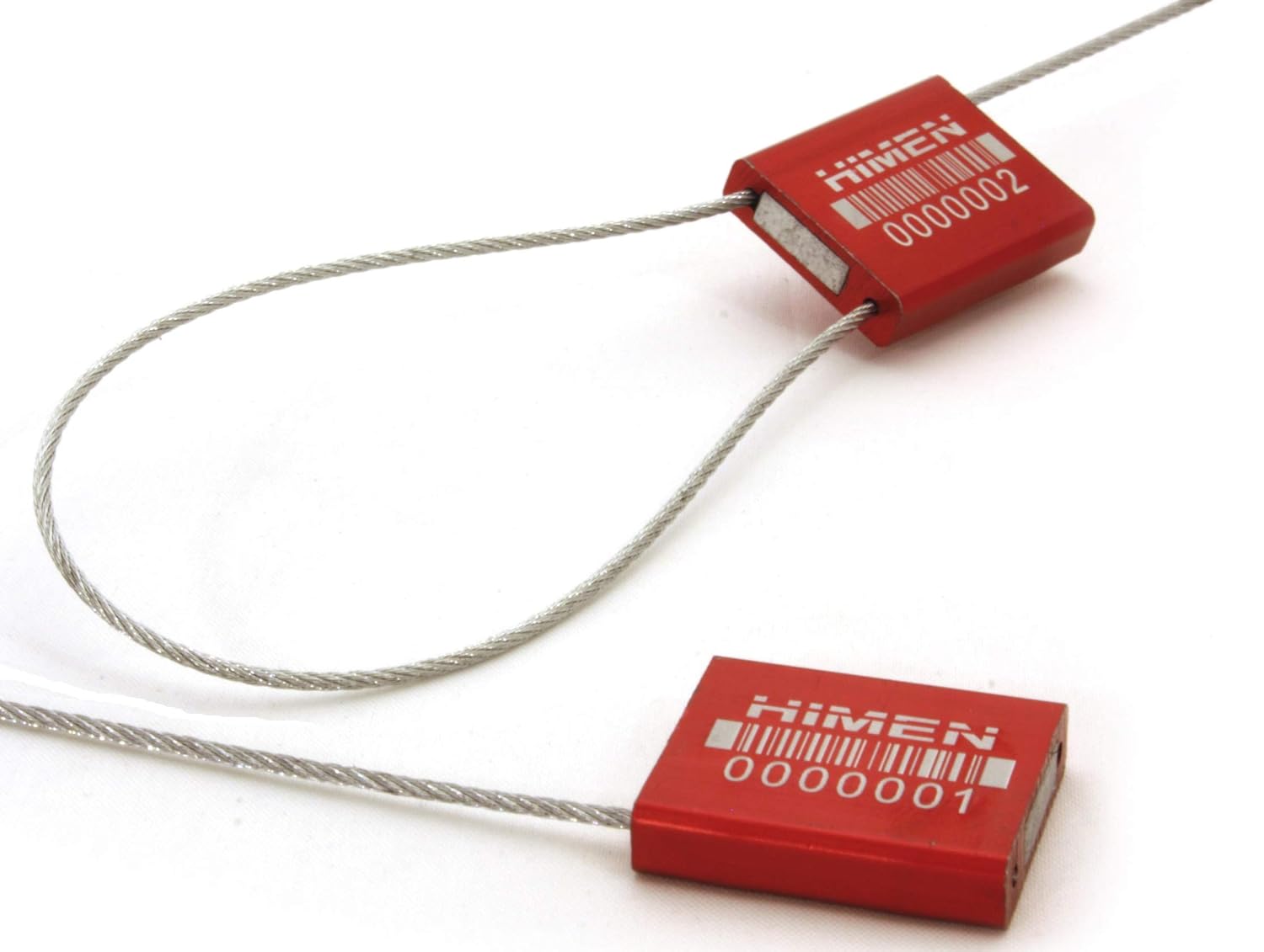 50x metal seals with wire rope by HIMEN consecutively numbered with BARCODE Length 280 mm