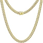 CaptainSteeL Cuban Link Chain Stainless Steel Necklace with Gift Box (5/6/8mm Width,20/22/24in Length,Sliver/14K Gold Plated Two Color)