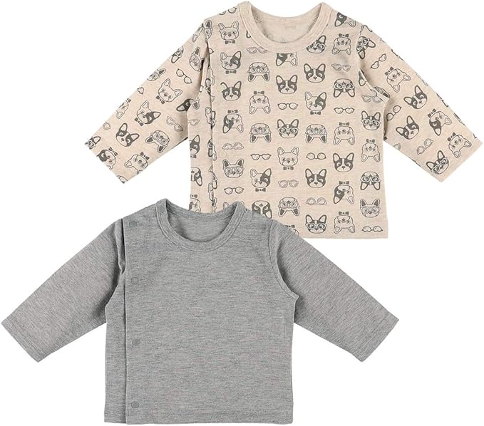 Amazon Co Jp 西松屋 2枚組天竺長袖tシャツ ブルドック 新生児50 70cm 服 ファッション小物