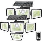 daphino 3000LM Solar Lights, Motion Sensor Outdoor Lights, 4-Head, 2 Pack | 270&deg; Wide-Angle Street &amp; Area Coverage, IP65 Waterproof Security Lighting, 3 Lighting Modes, Remote Control