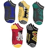 Harry Potter Adult Socks Hogwarts Houses Varsity Logo Gryffindor Ravenclaw Slytherin Hufflepuff Mix and Match Ankle No-Show Socks 5 Pairs