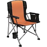 LEADALLWAY Folding Camping Chair Oversized Collapsible Camp Chair with Cup Holder and Removable Storage Bag, Heavy Duty Support 350 LBS, Portable Lawn Chair for Outdoor Camp, Picnic, Travel, Fishing