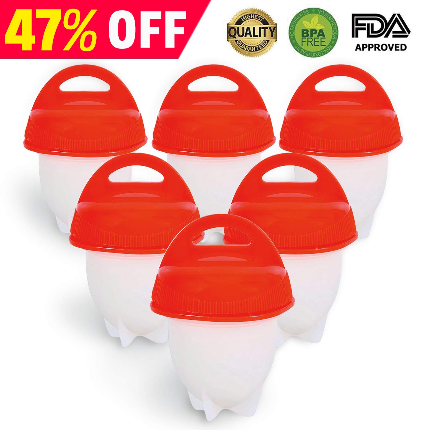 Egg Cooker-Hard Boiled Eggs without the Shell,Non Stick Silicone,boiled eggs mold, AS SEEN ON TV,6 Egg Cups