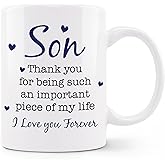 Fuasei Son Gifts Coffee Mug - Mom & Dad Son Gift Ideas, 11 oz Ceramic