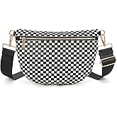 YFGBCX Woven Crossbody Bags for Women Bum Bag Checkered Sling Bag Faux Leather Crossbody Purse