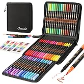 CAISEXILE 48 Color Duo Tip Pens Art Markers Set,96 Nibs Fine and Brush Tip for Adult Coloring Book Journaling Note Taking Lettering Calligraphy Drawing Pens Supplies