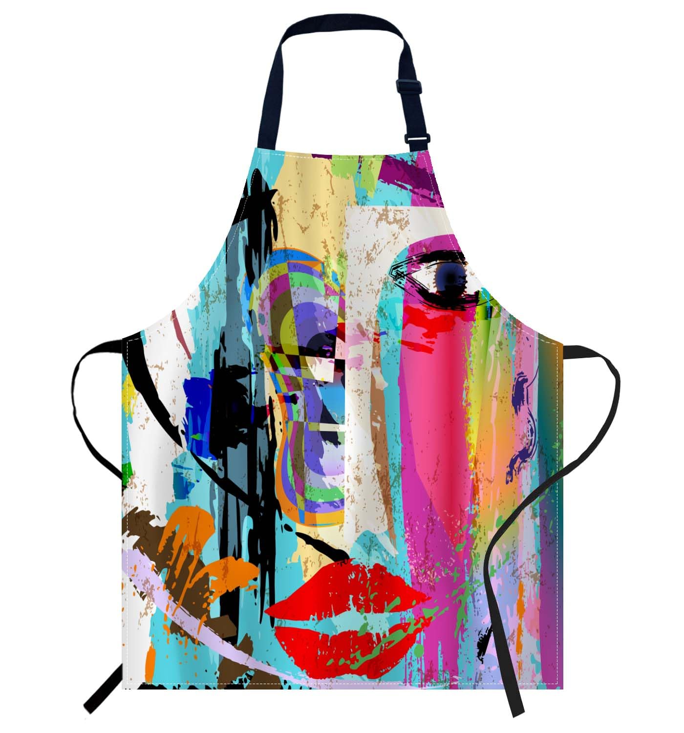 Smooffly Rainbow Face Apron Unisex Adjustable Bib Apron Cooking Kitchen Chef Women Men Aprons for Home Kitchen, Restaurant,Coffee House,Shop,Garden — image 1