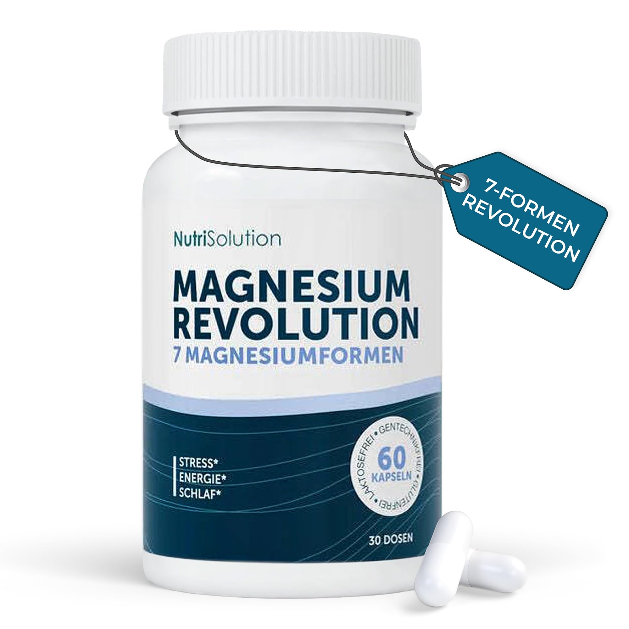 Magnesium Revolution von NutriSolution I Magnesium-Marin, Magnesium-Bisglycinat, Magnesiumcitrat, Vitamin B6 I Stressabbau, Energie, Schlafqualität I 60 Kapseln I 30 Tage Vorrat I Made in France